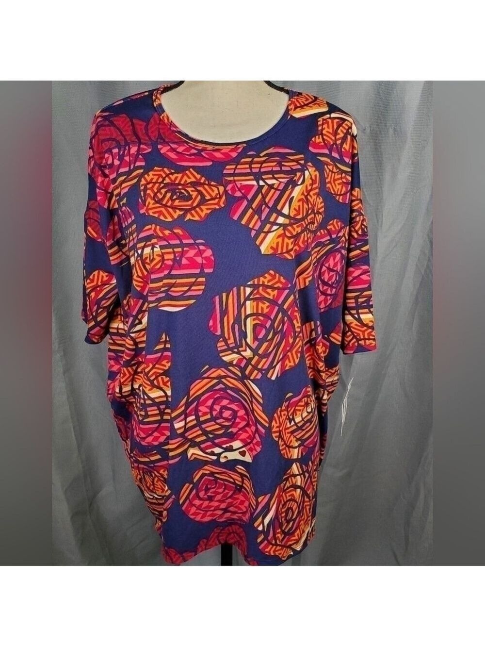 NWT Lularoe Irma, orange/pink flowers on blue base, size M